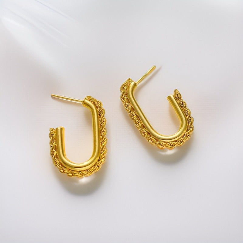Jasmine Twist U Shape Earrings / Stainless Steel - Nina Kane Jewellery