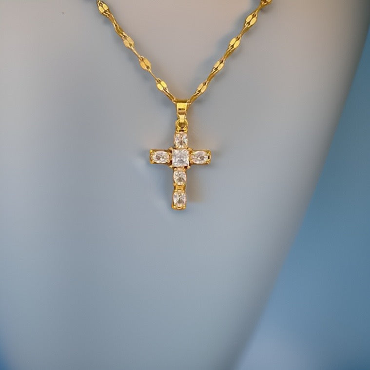 Lucky Rhinestone Cross / 18K Gold Plated - Nina Kane Jewellery