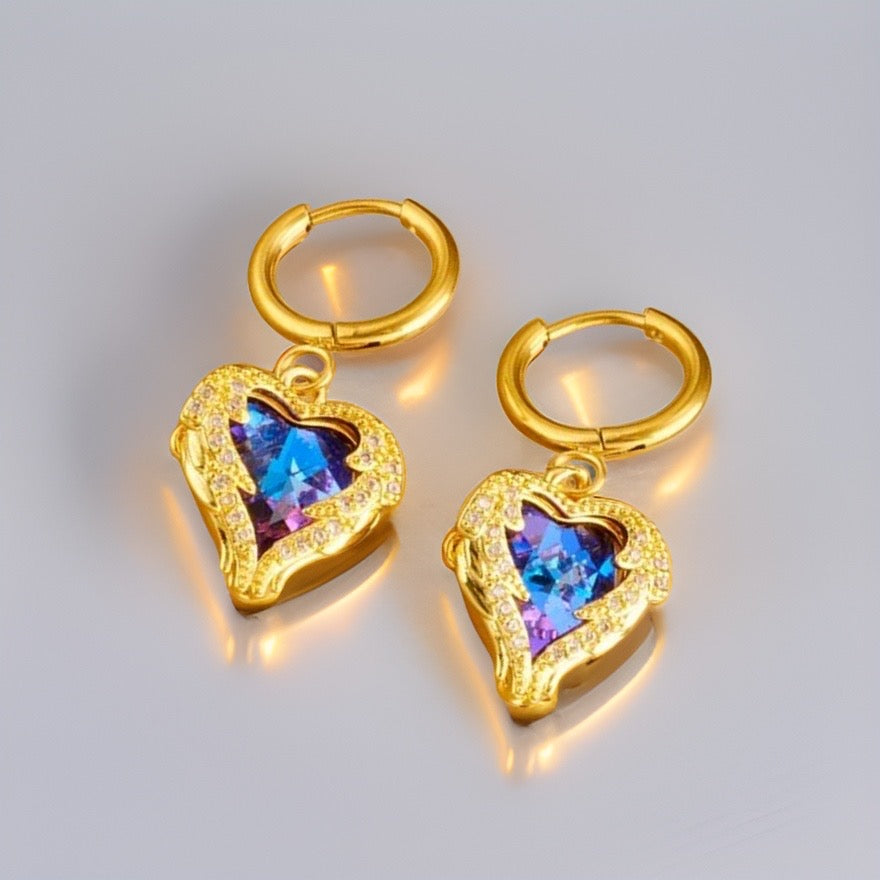 Trinity Ocean Heart Earrings / Stainless Steel - Nina Kane Jewellery