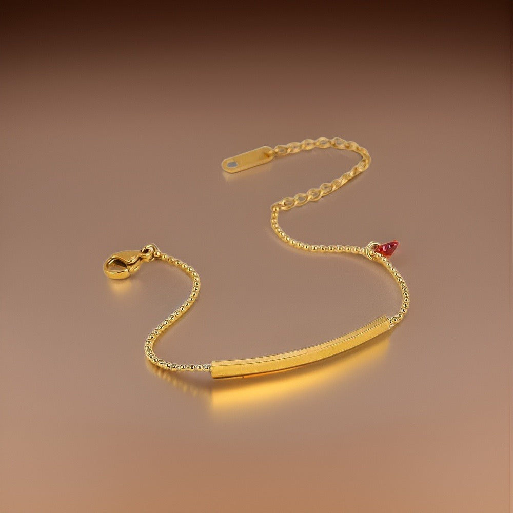 Jodie Red Love Heart Bracelet / Stainless Steel - Nina Kane Jewellery