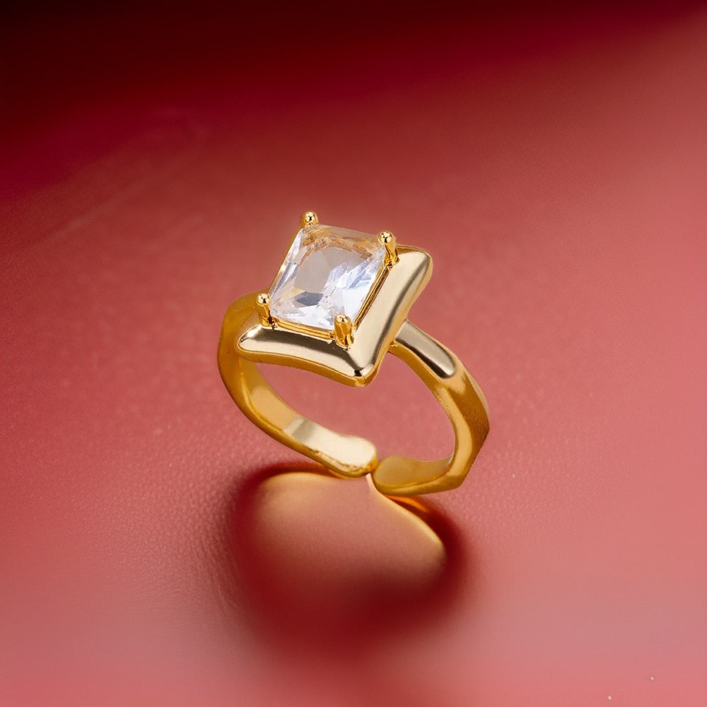 Emily Square Zircon Rings / Stainless Steel - Nina Kane Jewellery