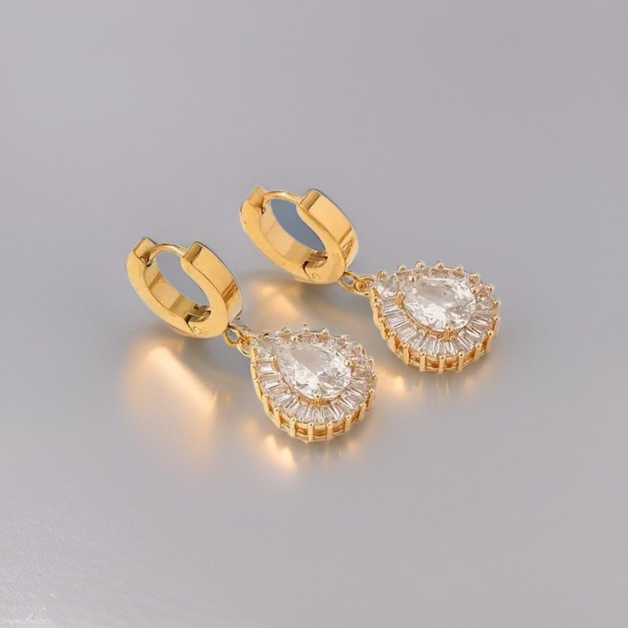 Molly Water Drop Huggie Earrings / 18K Gold Plated - Nina Kane Jewellery