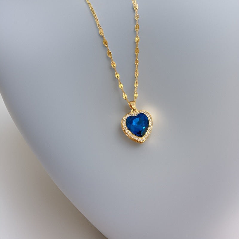 Yasmin Blue Heart Pendant / Stainless steel - Nina Kane Jewellery