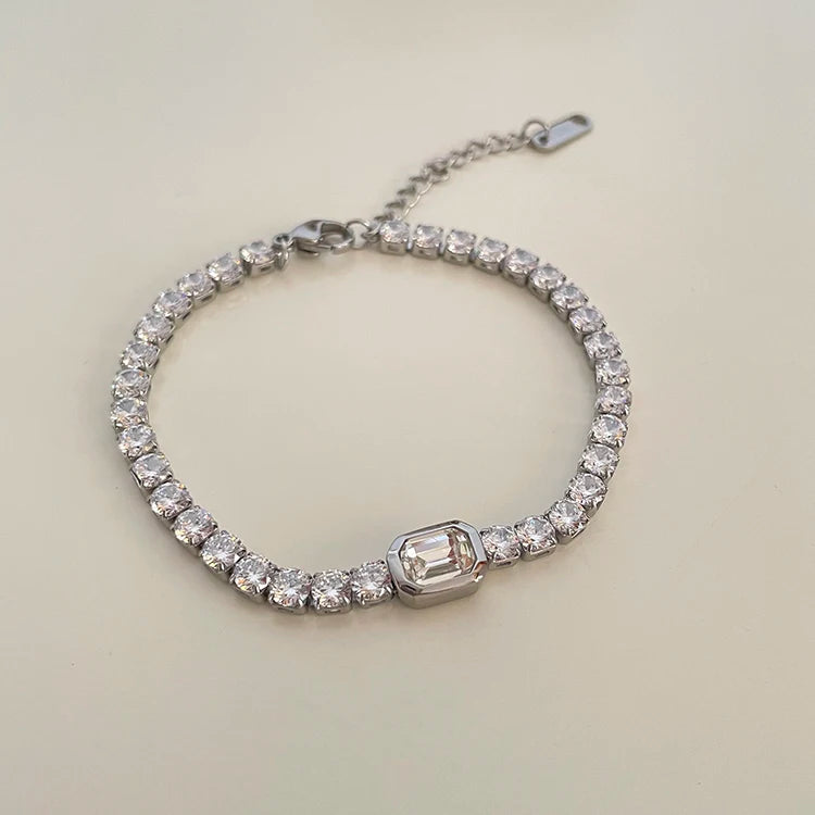 Charlotte Zircon Diamond Bracelets / Stainless Steel - Nina Kane Jewellery