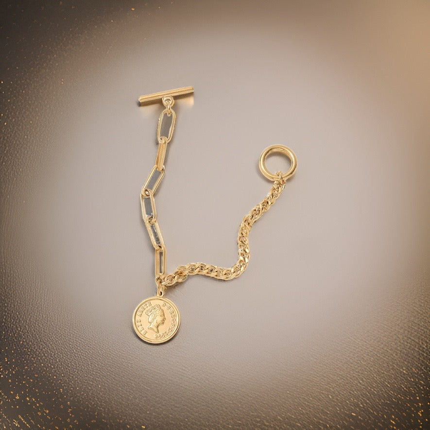 Bethany Coin Charm Bracelet / 18K Gold Plated - Nina Kane Jewellery