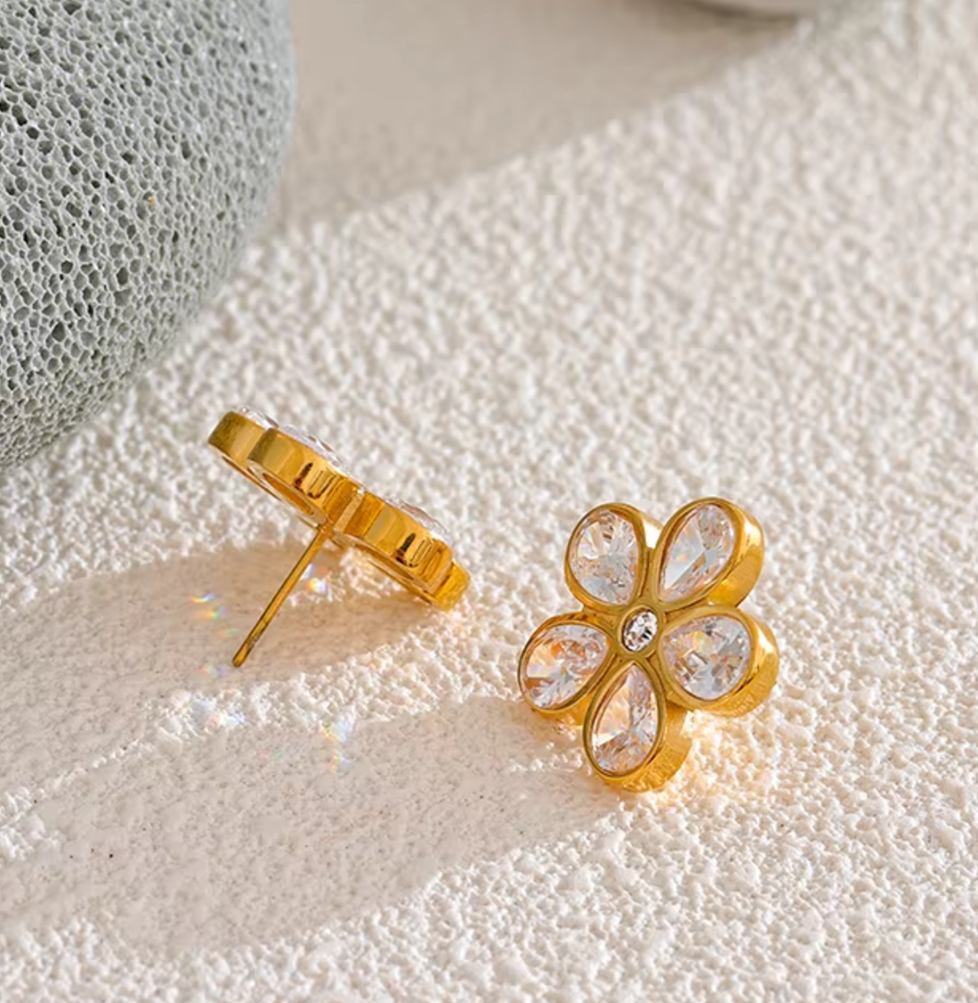 Georgina Daisy Earrings / 18K Gold Plated - Nina Kane Jewellery