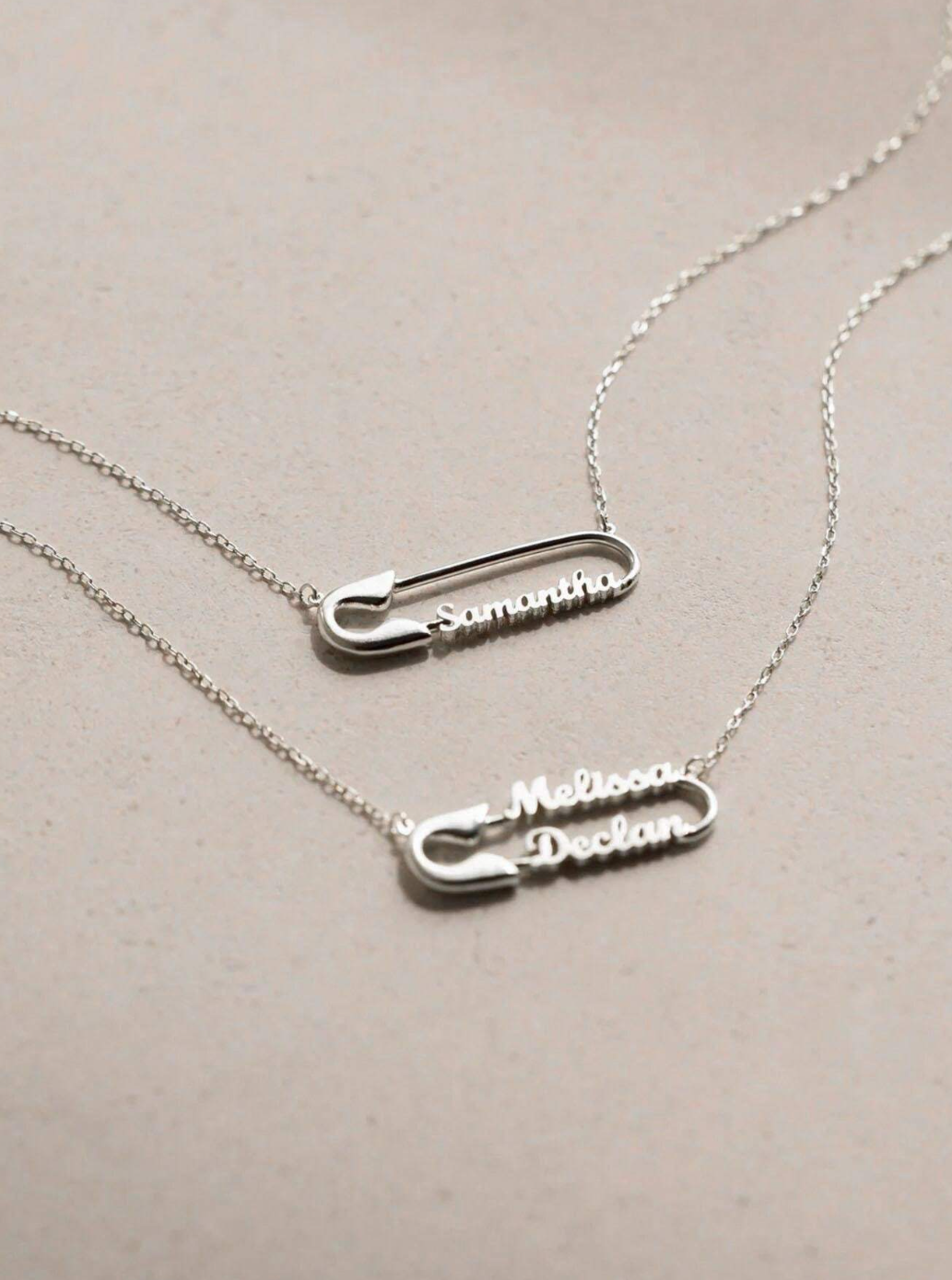 Personalised Safety Pin Name Necklace / Stainless Steel - Nina Kane Jewellery
