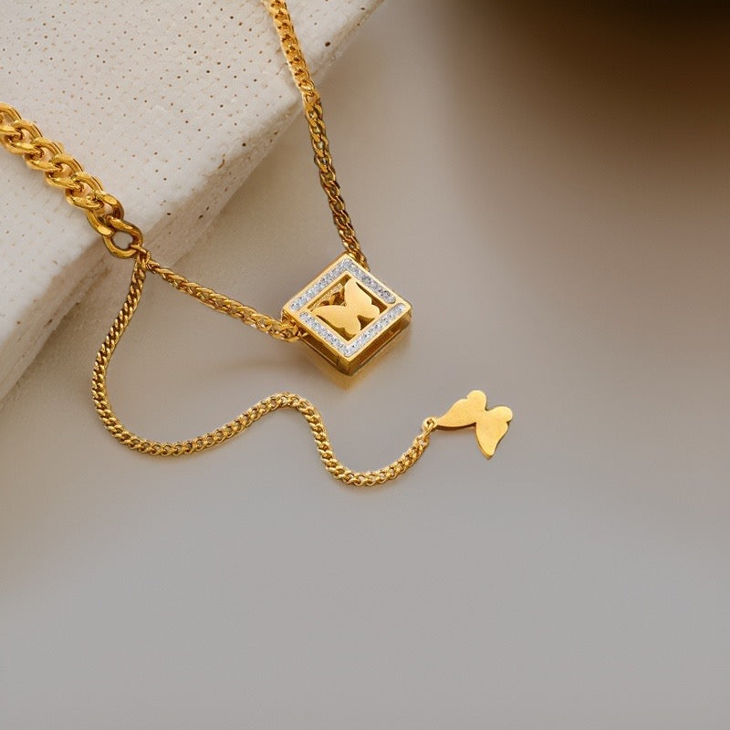 Gabriella Butterfly Pendant / Stainless Steel - Nina Kane Jewellery