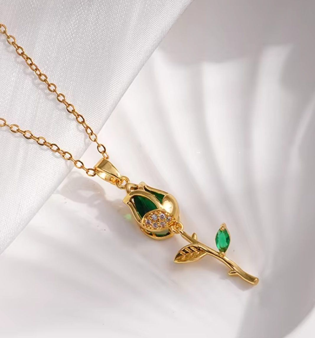 Laura Crystal Rose Pendants / 18K Gold Plated - Nina Kane Jewellery