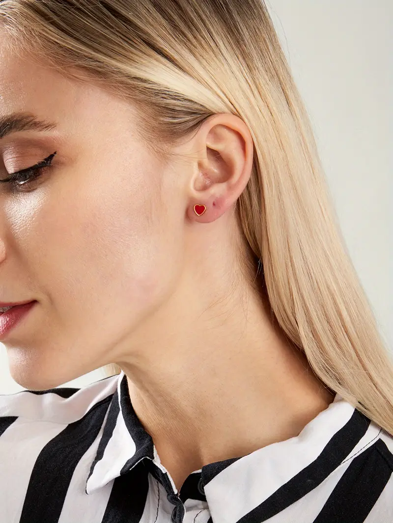 Vegas Heart Shaped Studs / Stainless Steel
