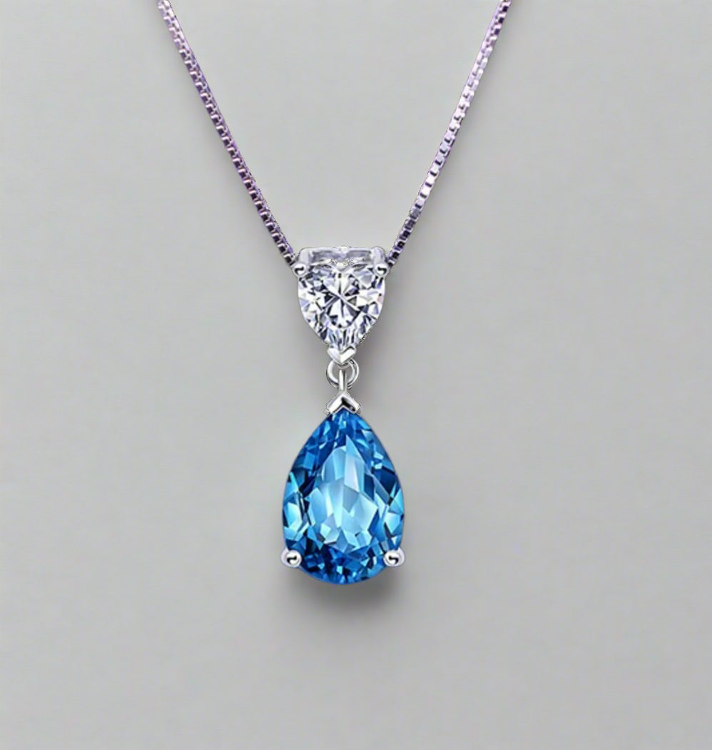 Sisi Blue Gemstone Necklaces / 925 Sterling Silver - Nina Kane Jewellery