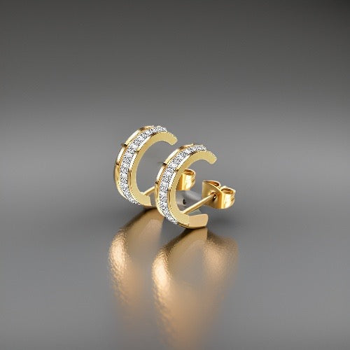 Camilla Gold & Diamond Hoop Earrings / Stainless Steel - Nina Kane Jewellery