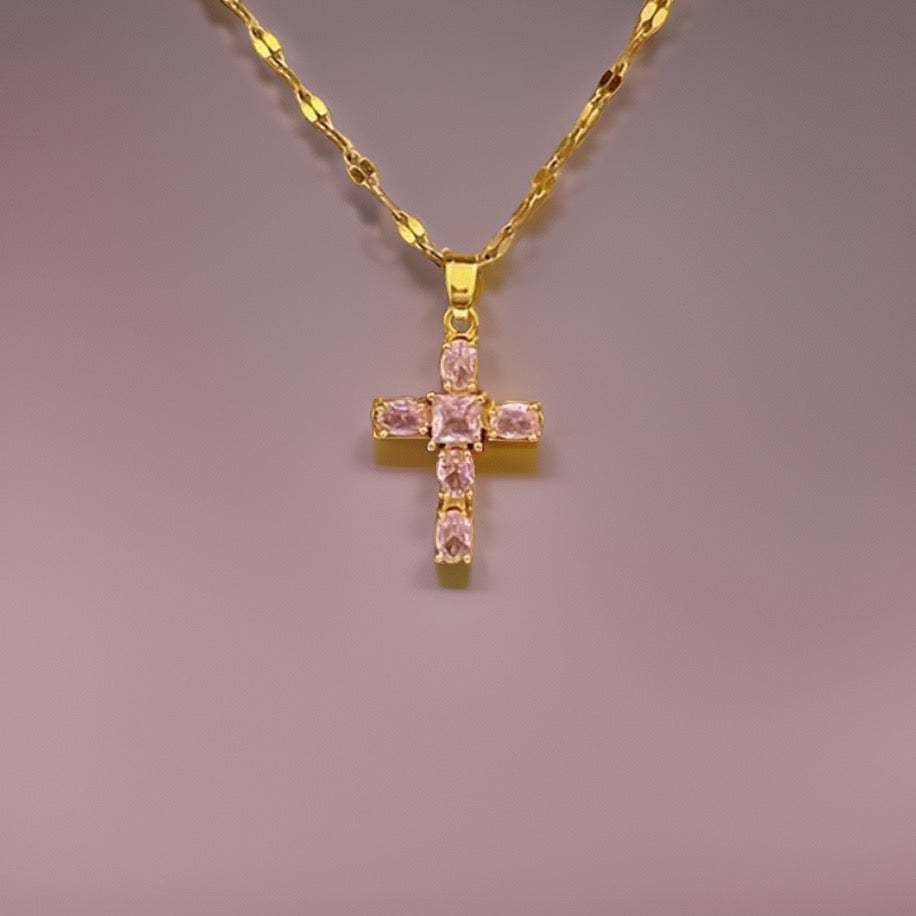 Lucky Rhinestone Cross / 18K Gold Plated - Nina Kane Jewellery