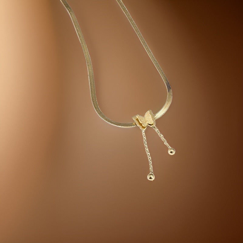 Carina Vintage Butterfly Necklace / Stainless Steel - Nina Kane Jewellery