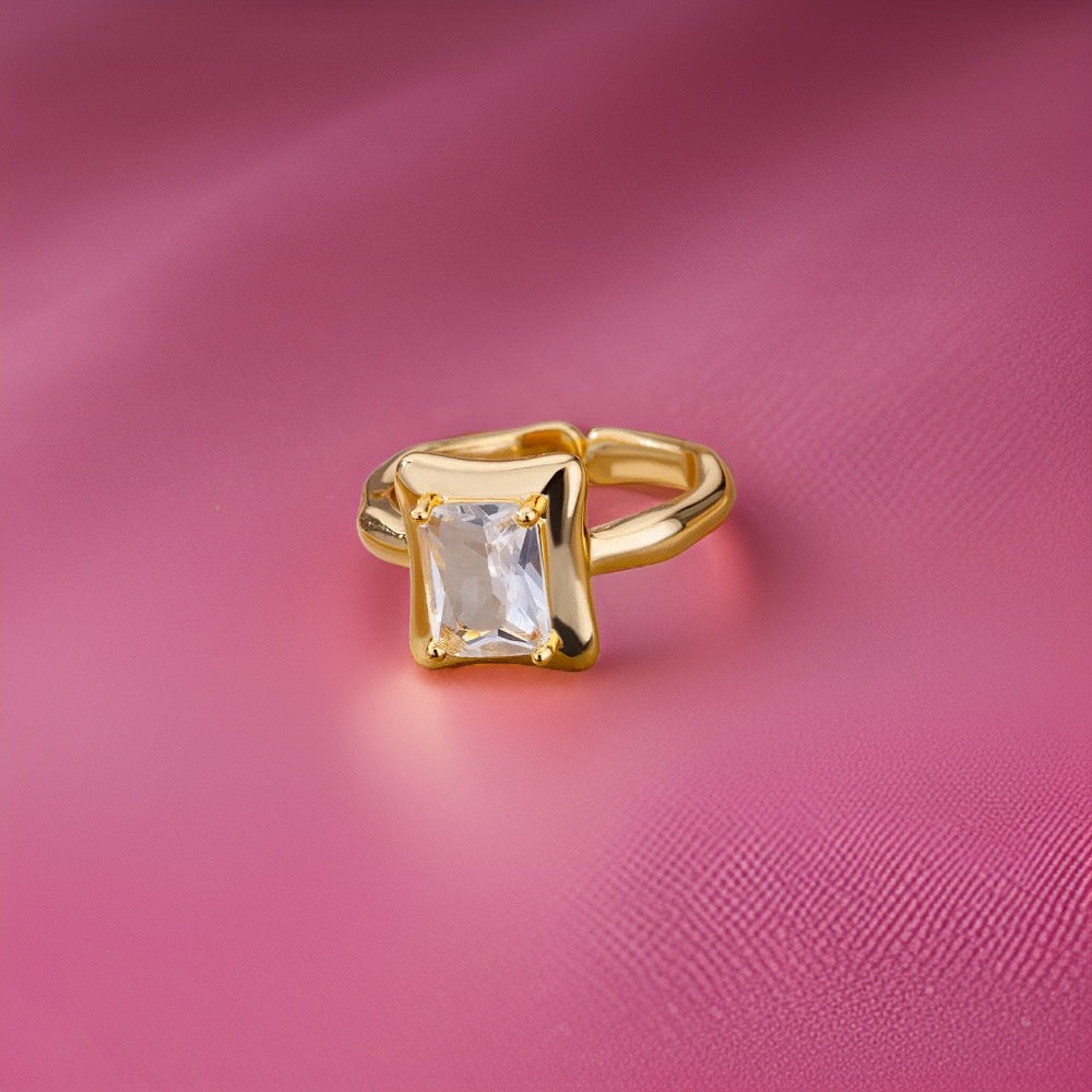 Emily Square Zircon Rings / Stainless Steel - Nina Kane Jewellery
