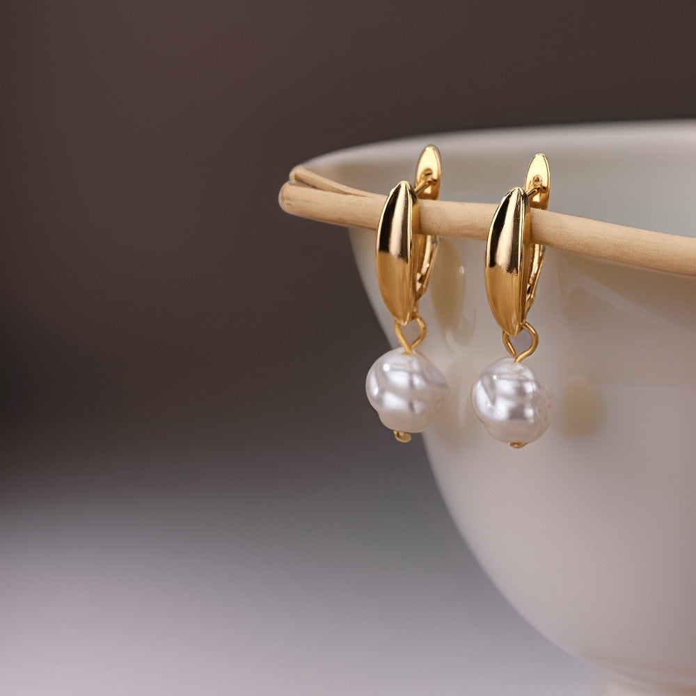Adrianne Pearl Earrings / Stainless Steel - Nina Kane Jewellery