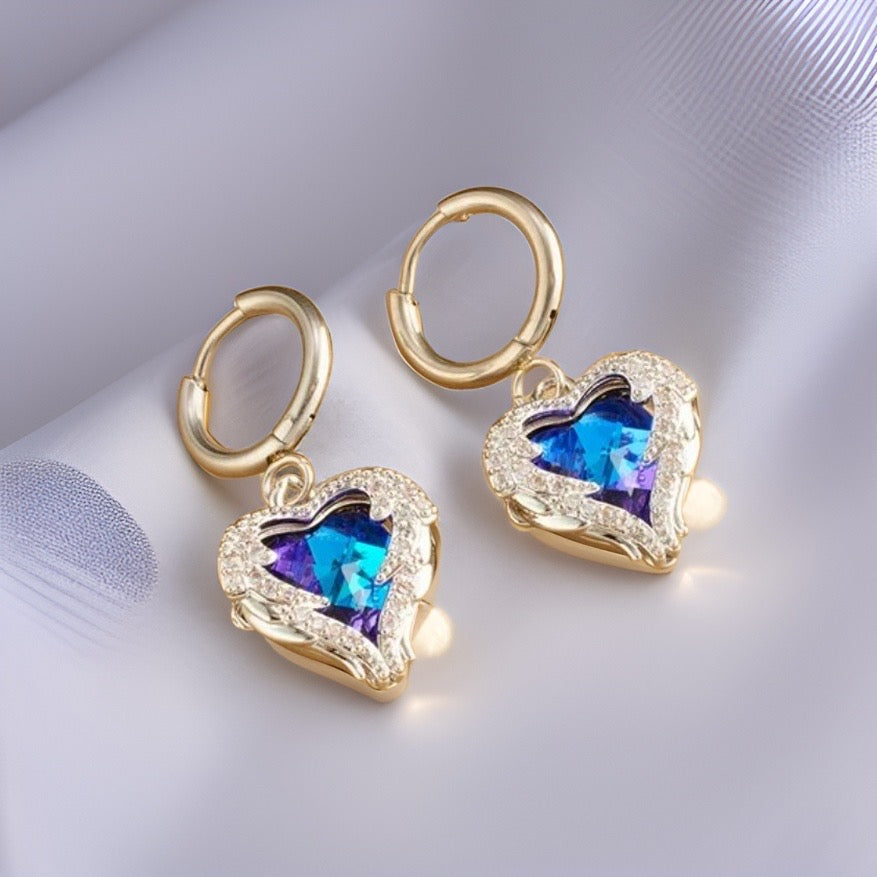 Trinity Ocean Heart Earrings / Stainless Steel - Nina Kane Jewellery