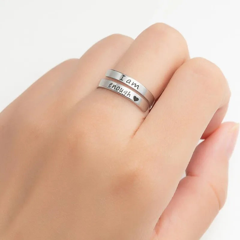 Kerry "I AM ENOUGH" Rings / Stainless Steel - Nina Kane Jewellery