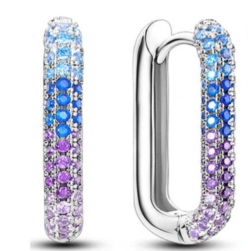 Atreya Blue Crystal Hoops / 925 Sterling Silver - Nina Kane Jewellery