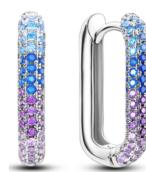 Atreya Blue Crystal Hoops / 925 Sterling Silver - Nina Kane Jewellery