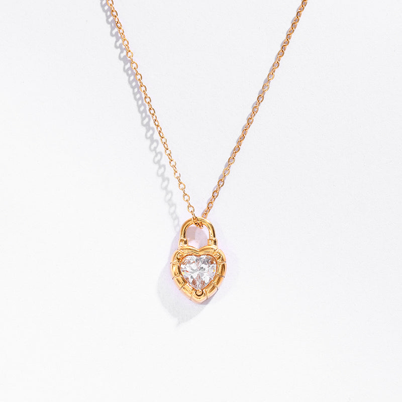Keira Heart Lock Necklace / 18K Gold Plated