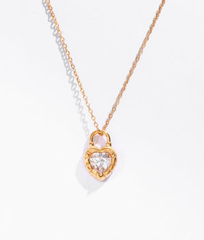 Keira Heart Lock Necklace / 18K Gold Plated