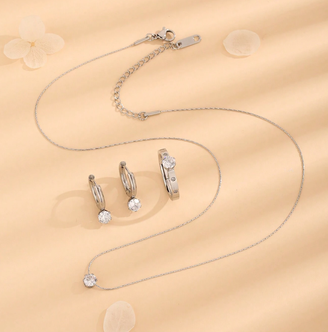 Peonie 3 Piece Jewellery Set / Stainless Steel - Nina Kane Jewellery