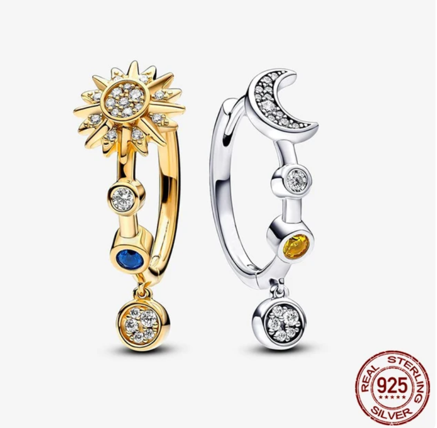 Jakarta Sun & Moon Hoops / 925 Sterling Silver - Nina Kane Jewellery