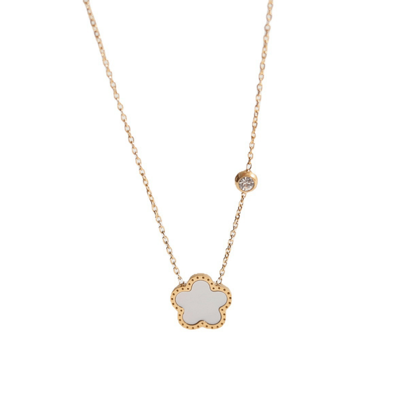 Lara Double Sided Clover Necklace / Stainless Steel