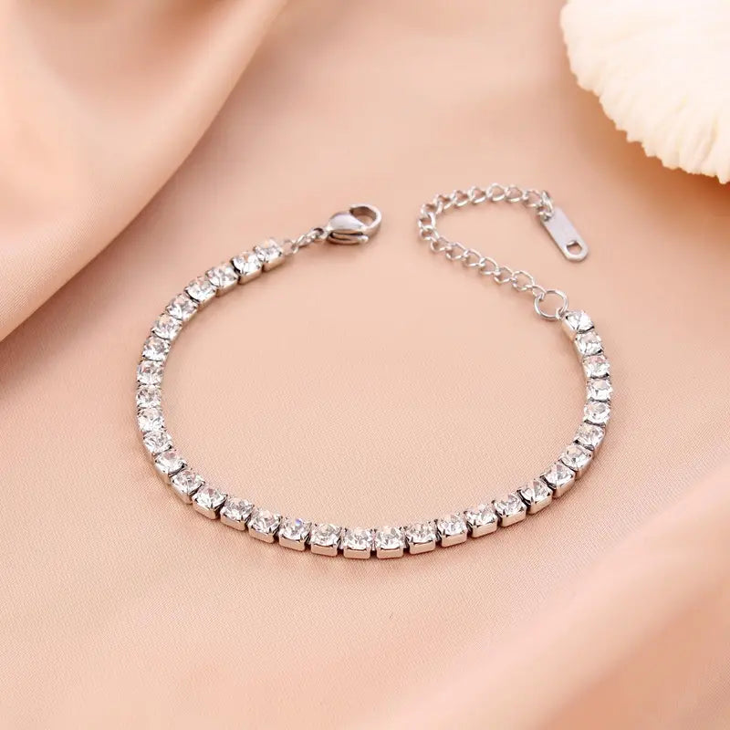 Coralee Silver Tennis Bracelet / Stainless Steel