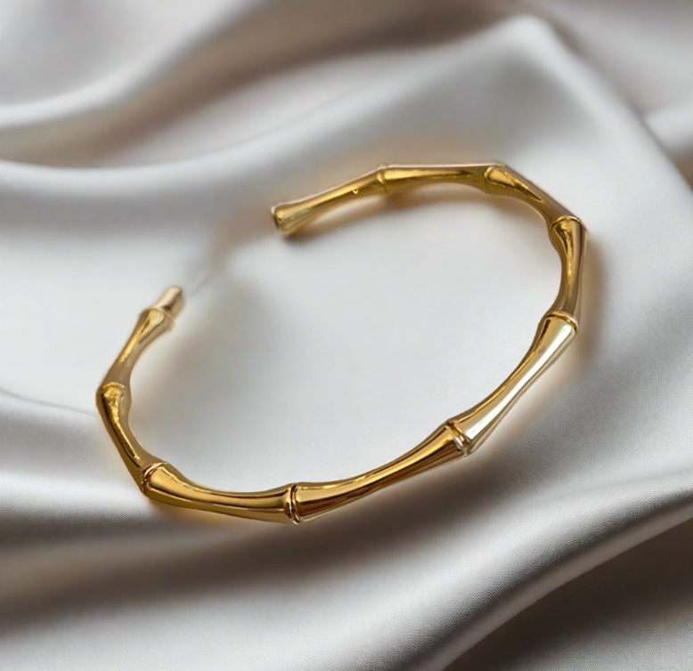 Amina Bamboo Joint Bangle / Stainless Steel - Nina Kane Jewellery