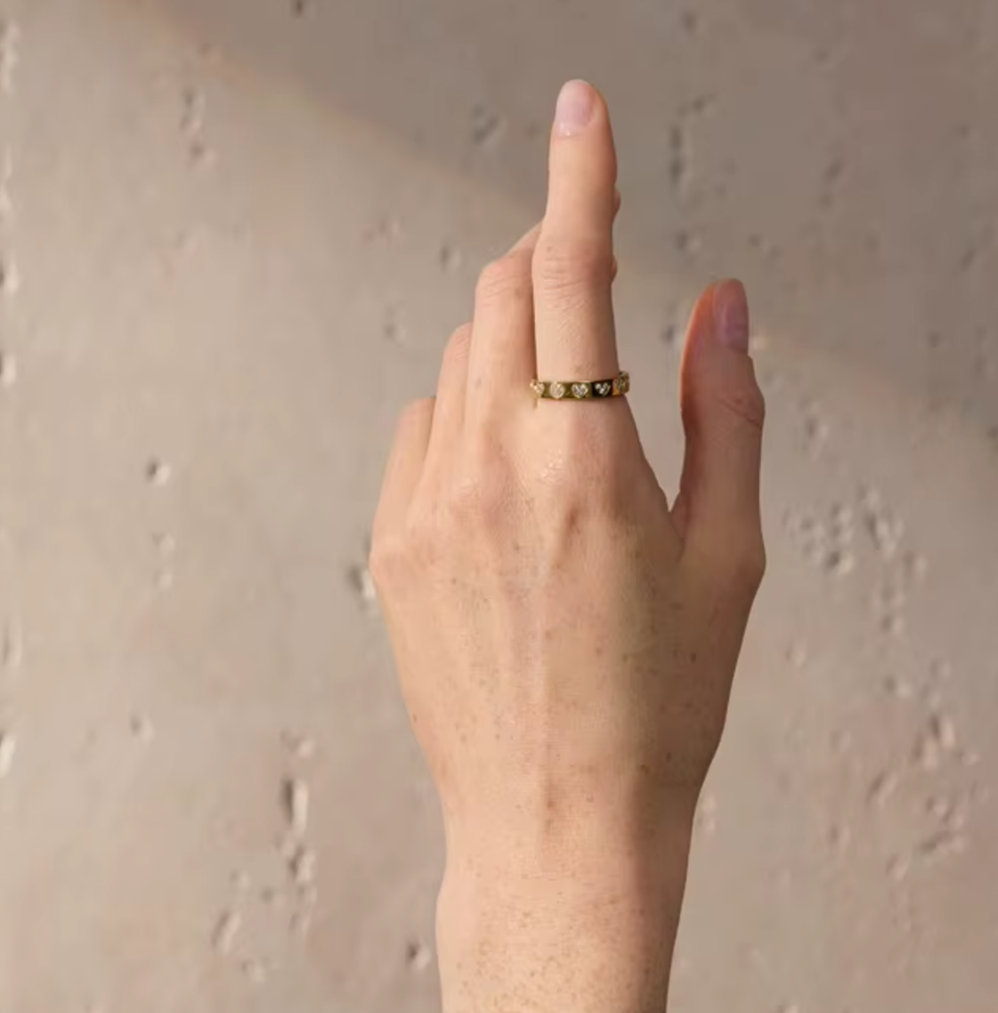 Amara Crystal Heart Rings / 18K Gold Plated - Nina Kane Jewellery