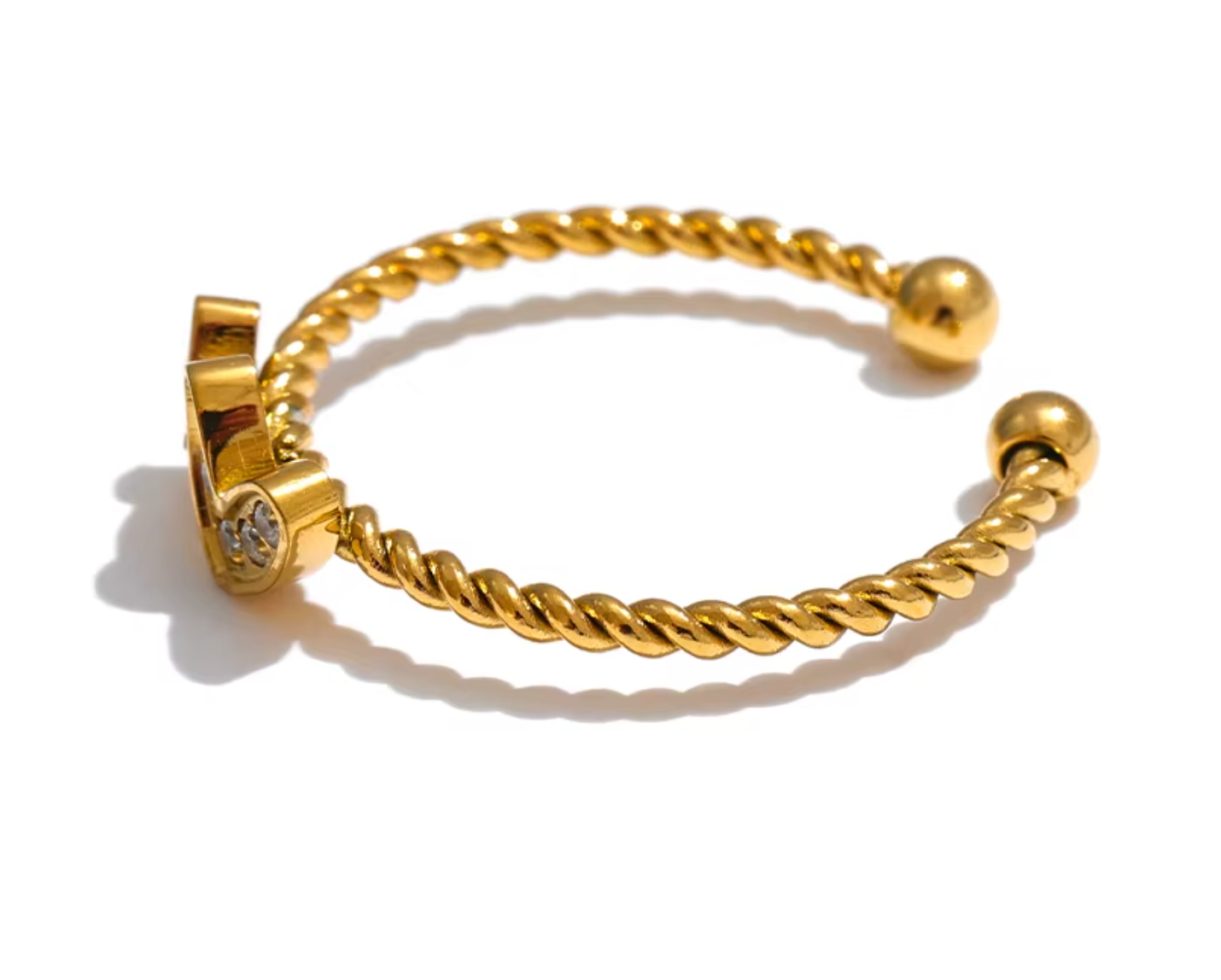 Kylie Two Heart Adjustable Ring / 18k Gold Plated - Nina Kane Jewellery
