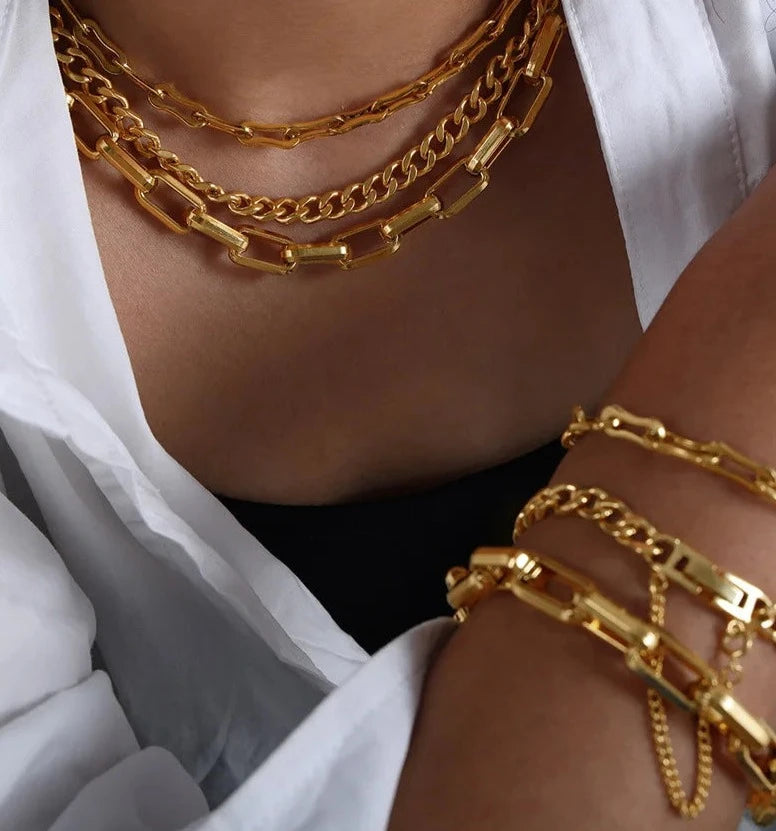 Wendy Geometric Chain Bracelet / 18K Gold Plated - Nina Kane Jewellery