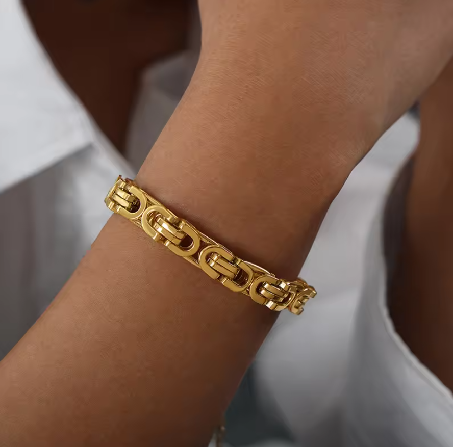 Nicole Chunky Watchband Bracelet / 18K Gold Plated - Nina Kane Jewellery