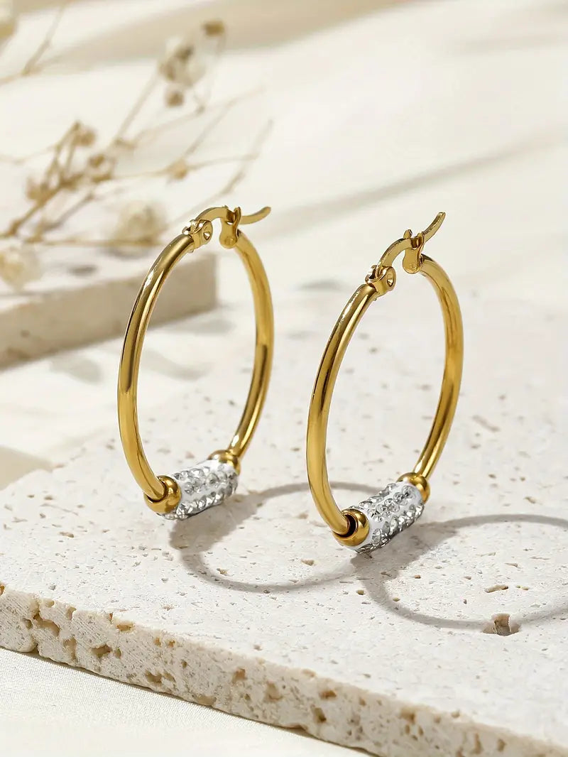 Madison Crystal Zircon Hoops / Stainless Steel - Nina Kane Jewellery