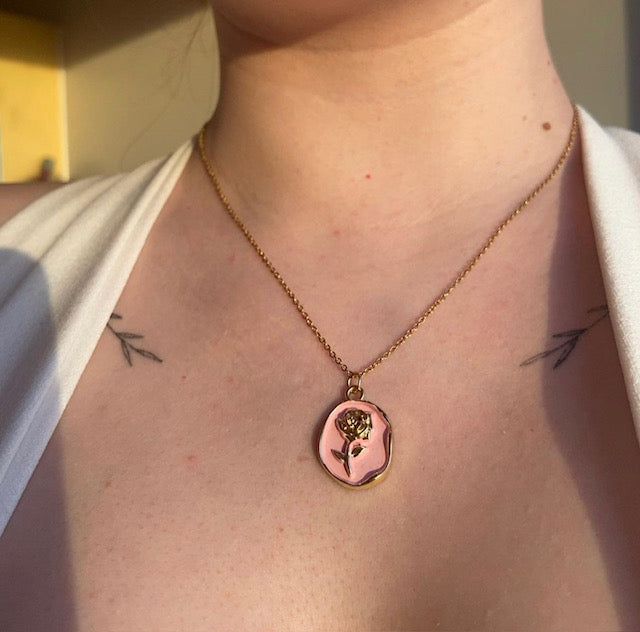 Cordelia Pink Oval Necklace