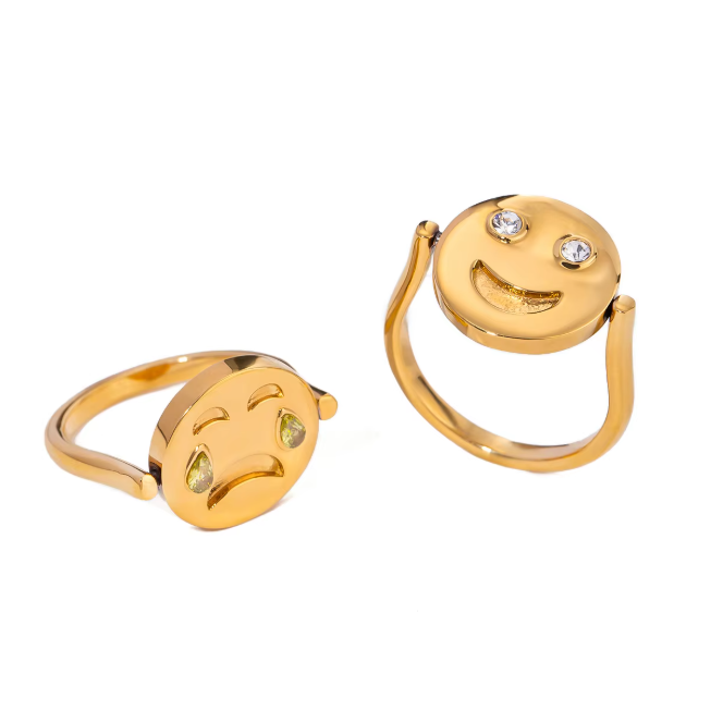 Spinning Crying / Laughing Rings / 18K Gold Plated - Nina Kane Jewellery