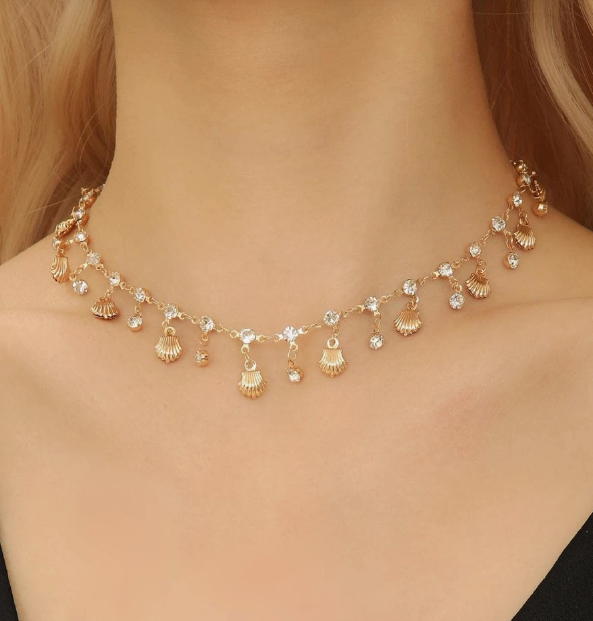 Santorini Shell & Diamond Neclace / 18K Gold Plated - Nina Kane Jewellery