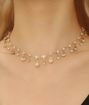 Santorini Shell & Diamond Neclace / 18K Gold Plated - Nina Kane Jewellery