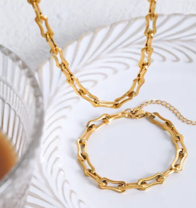 Wendy Geometric Chain Bracelet / 18K Gold Plated - Nina Kane Jewellery