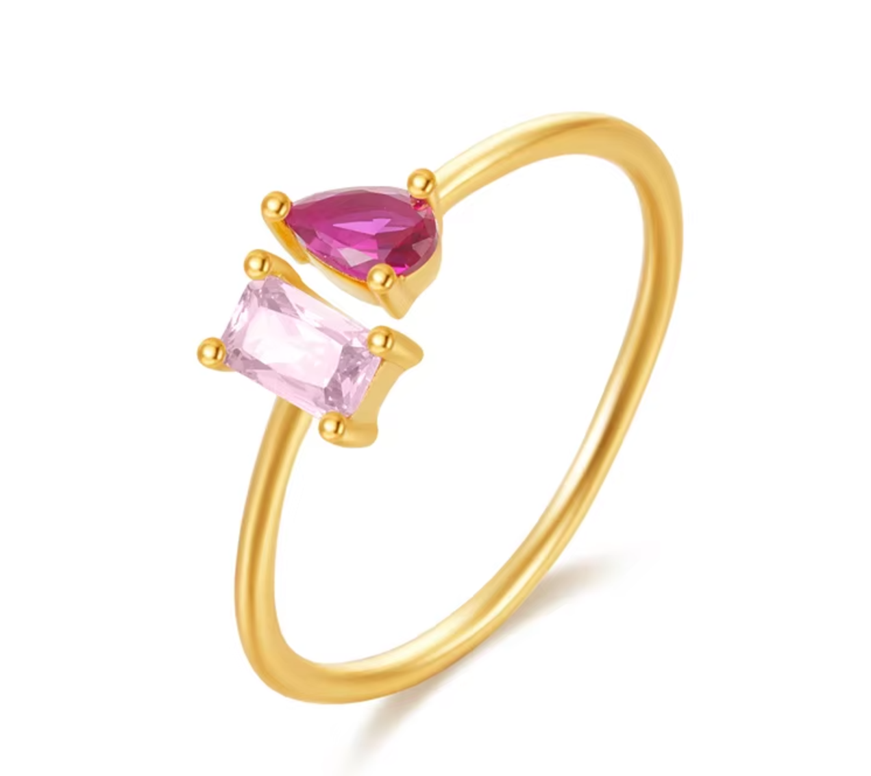 Dainty Pink Gemstone Ring / 925 Sterling Silver - Nina Kane Jewellery