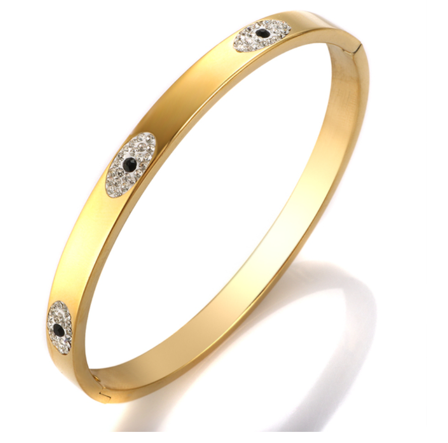 Kiara Evil Eye Bangle / Stainless Steel - Nina Kane Jewellery
