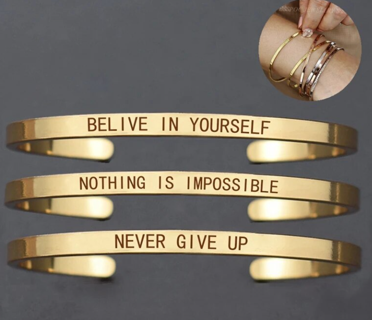 Ashley Engraved Bangles / Stainless Steel - Nina Kane Jewellery