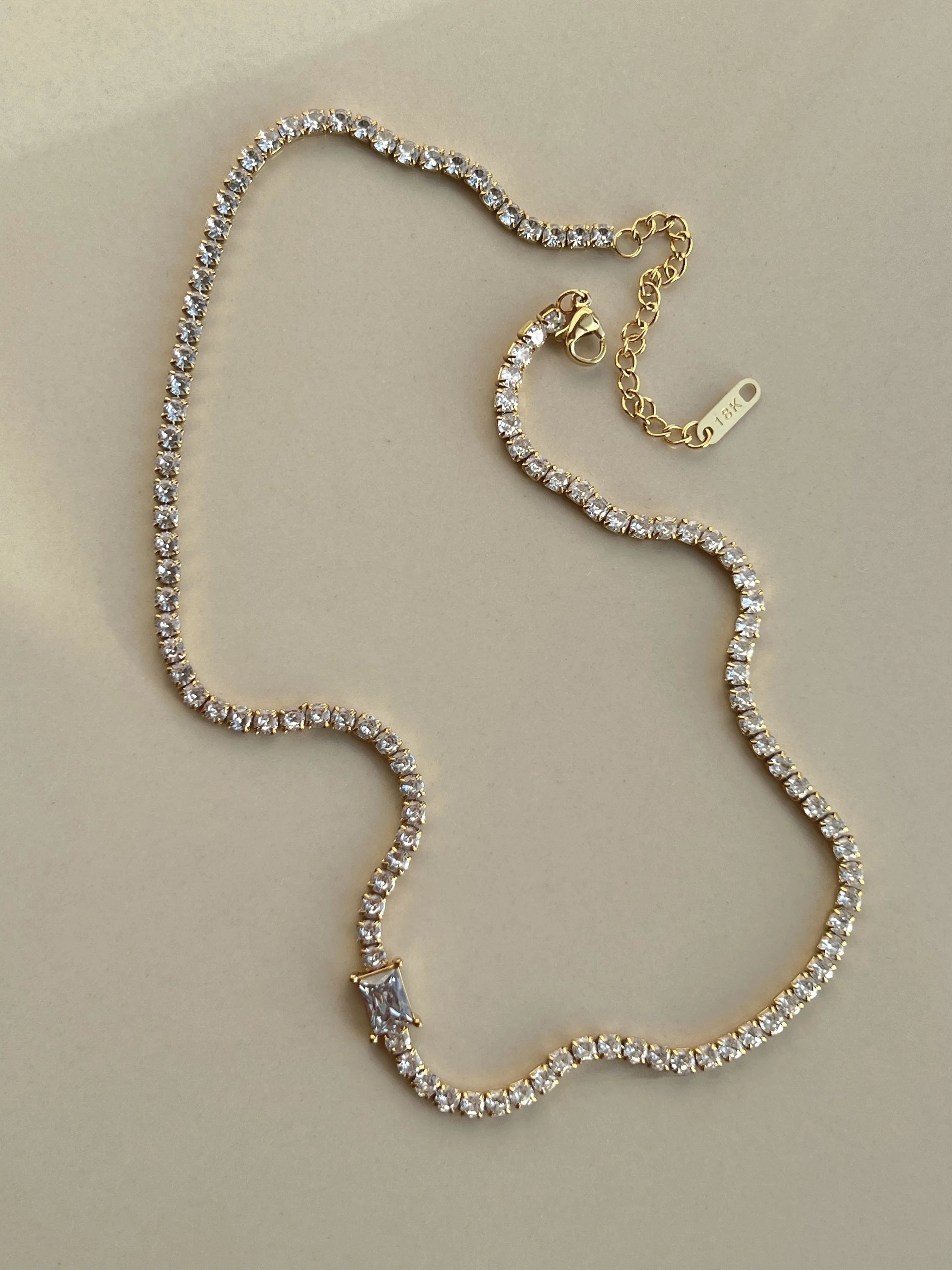 Melissa Diamond Tennis Necklace / 18K Gold Plated - Nina Kane Jewellery