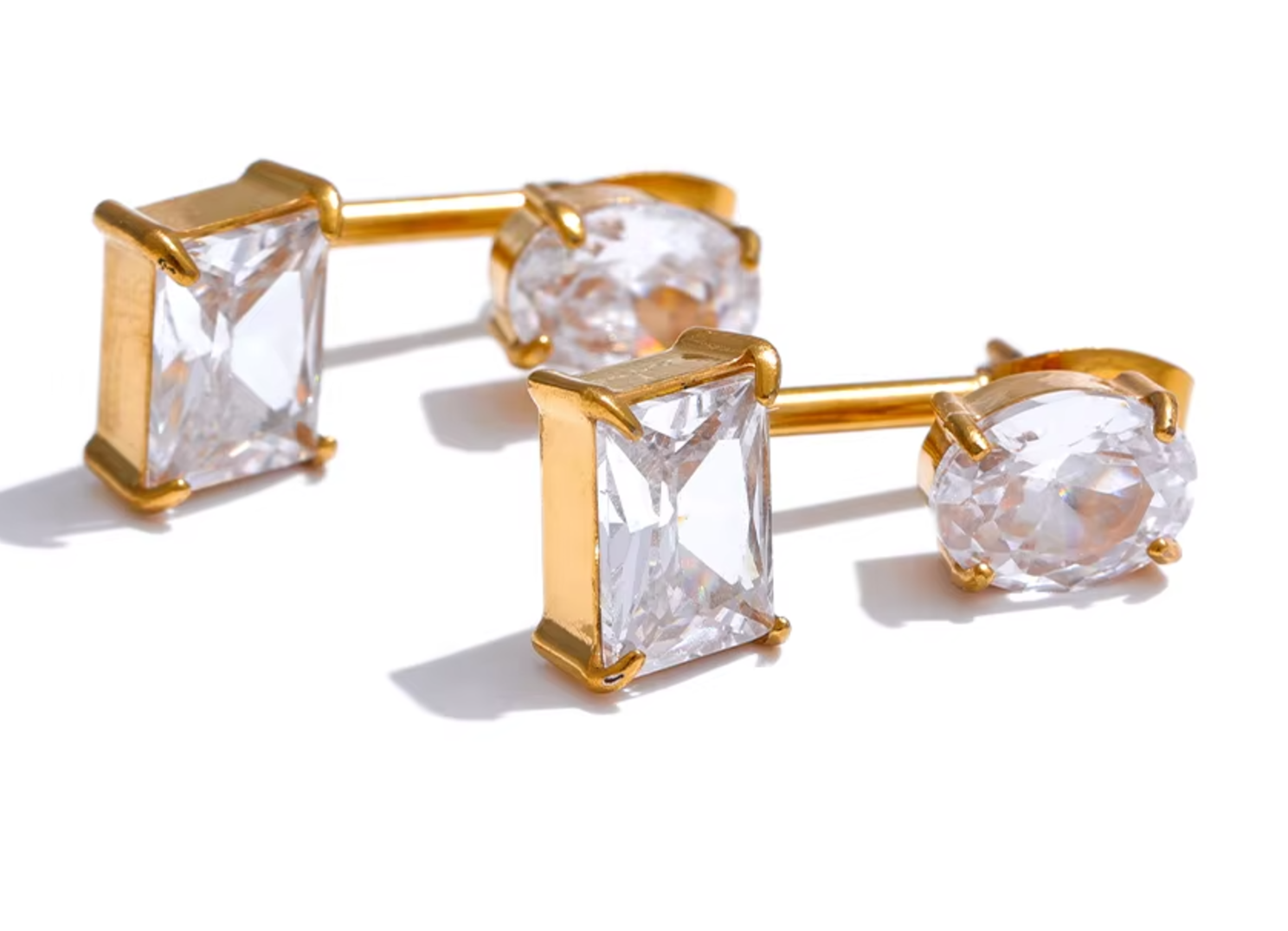 Christa Cubic Zirconia Earrings / 18K Gold Plated - Nina Kane Jewellery