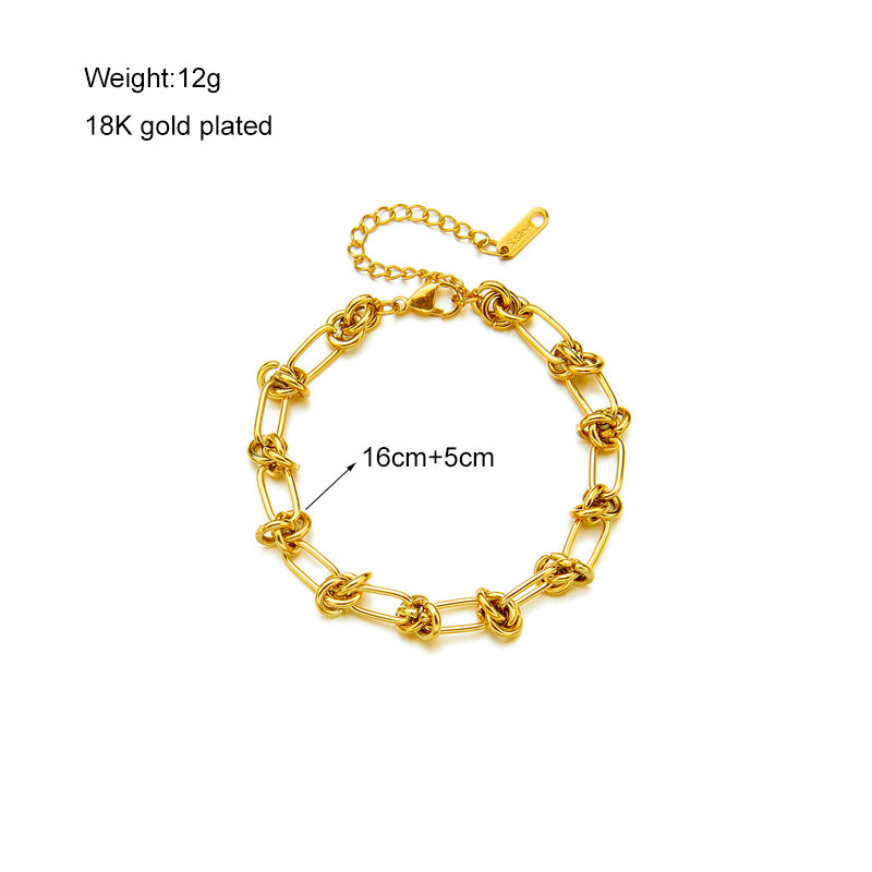Estera Knot Lunk Chain Bracelet / 18K Gold Plated