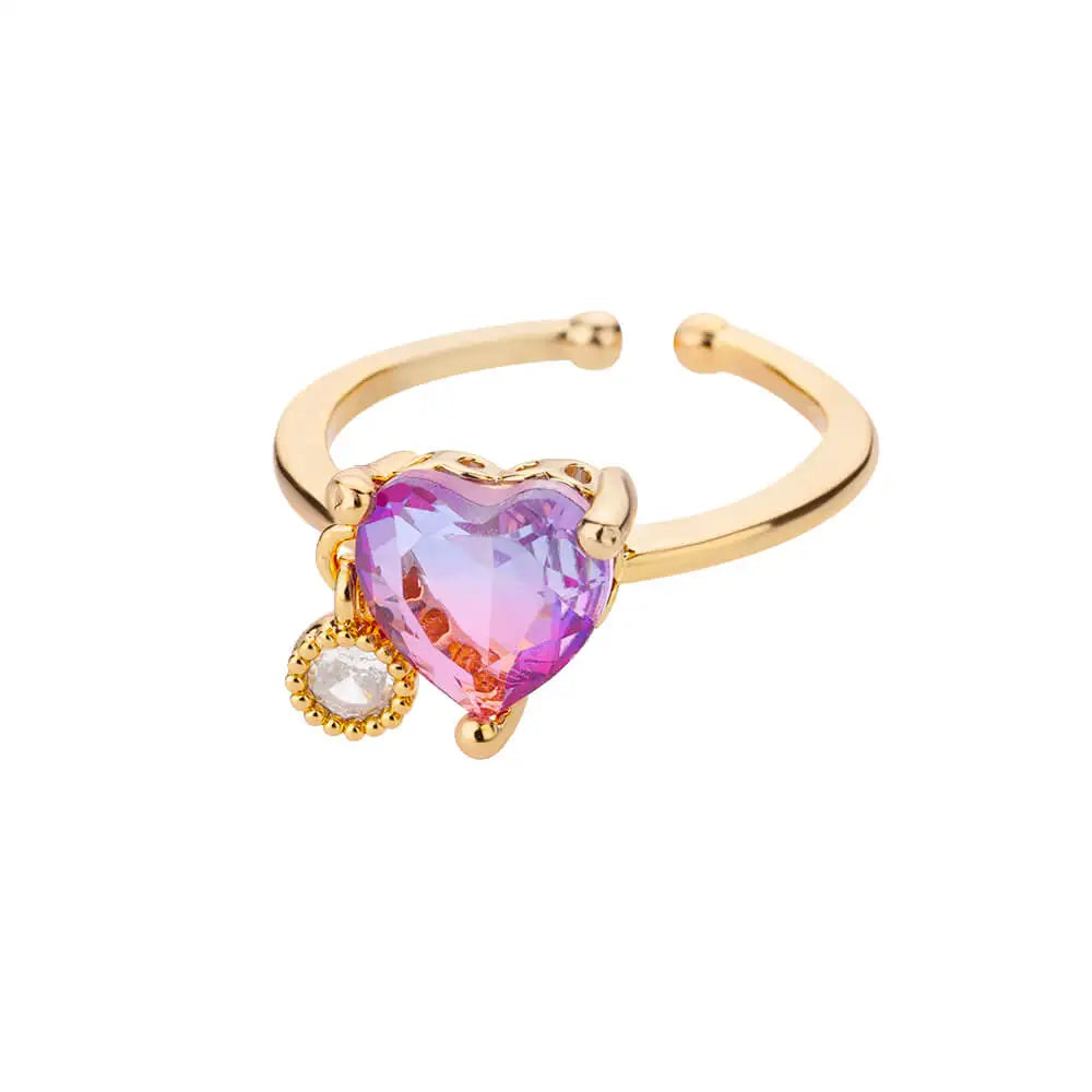 Lily Purple Heart Rings / Stainless Steel - Nina Kane Jewellery