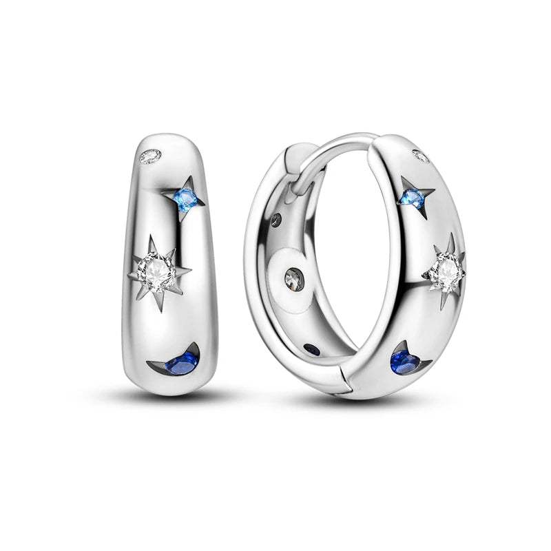Fatima Celestial Chunky Hoops / 925 Sterling Silver - Nina Kane Jewellery