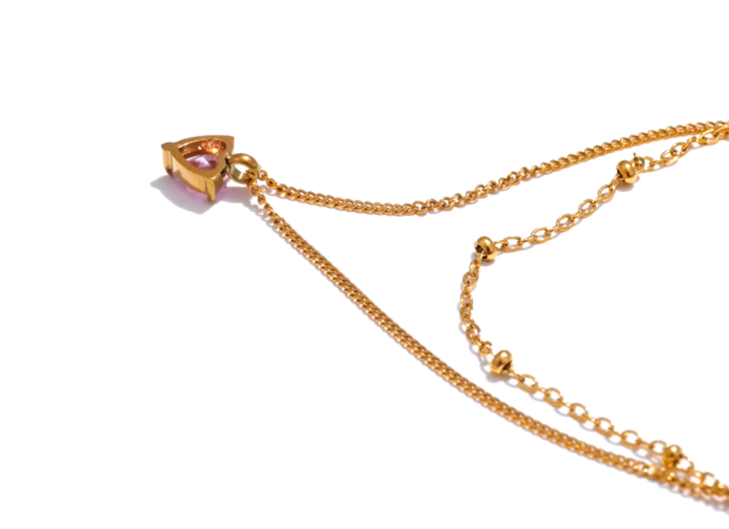 Roma Layered Pink Heart Necklace / 18K Gold Plated - Nina Kane Jewellery